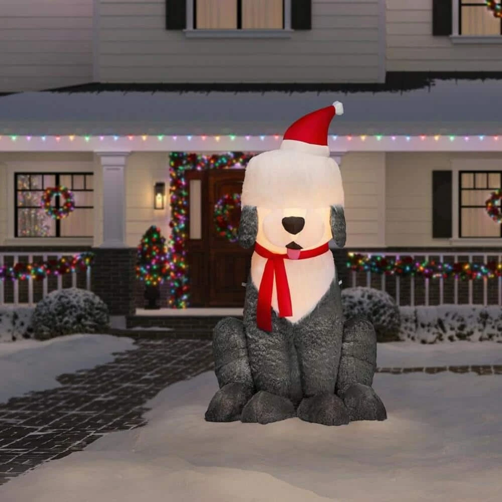 Home Accents Holiday 7 ft Fuzzy Sheep Dog Holiday Inflatable 4 Home Accents Holiday 7 ft Fuzzy Sheep Dog Holiday Inflatable - Image 2