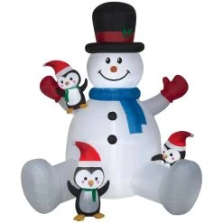 Home Accents Holiday 9.5 ft Snowman With Penguins Holiday Inflatable