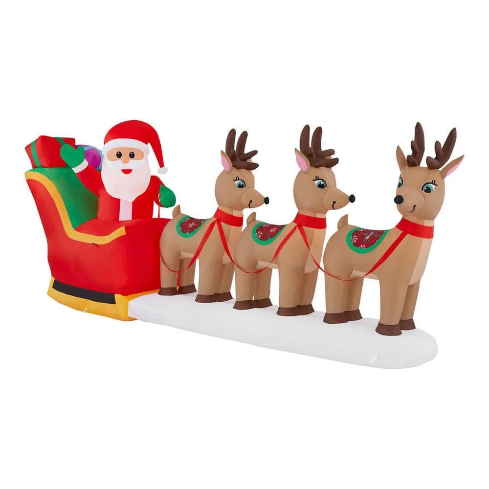 Home Accents Holiday 12 ft Santa in Sleigh With Reindeer Holiday Inflatable 3 Home Accents Holiday 12 ft Santa in Sleigh With Reindeer Holiday Inflatable