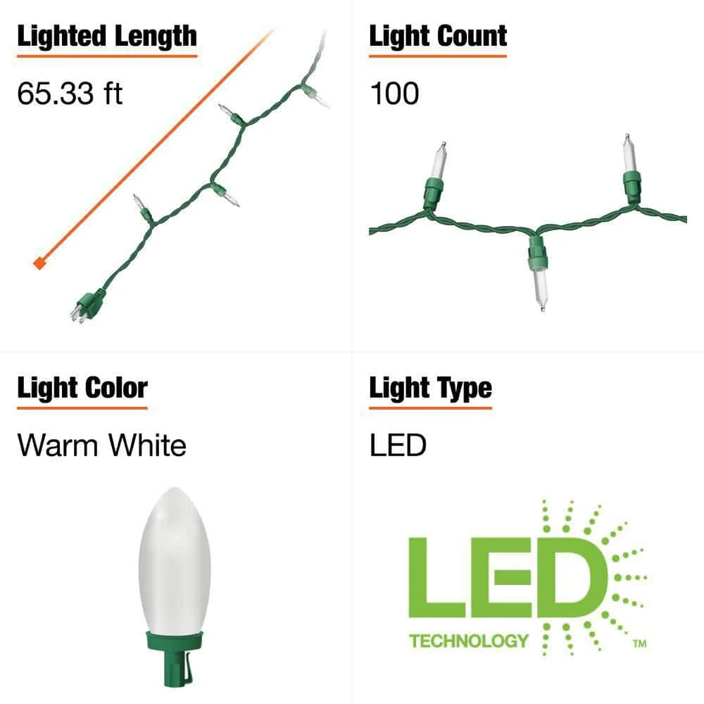 Home Accents Holiday 100L Warm White Faceted C9 LED Lights 6 Home Accents Holiday 100L Warm White Faceted C9 LED Lights - Image 4
