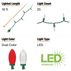 Home Accents Holiday 25L Red/White C9 LED Steady Lit -HOME ACCENTS HOLIDAY Shop home accents holiday christmas string lights ty417 1915rsw a0 1000