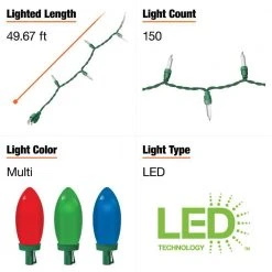 Home Accents Holiday 150L Multi Faceted C6 LED Lights -HOME ACCENTS HOLIDAY Shop home accents holiday christmas string lights ty615 1815m a0 1000