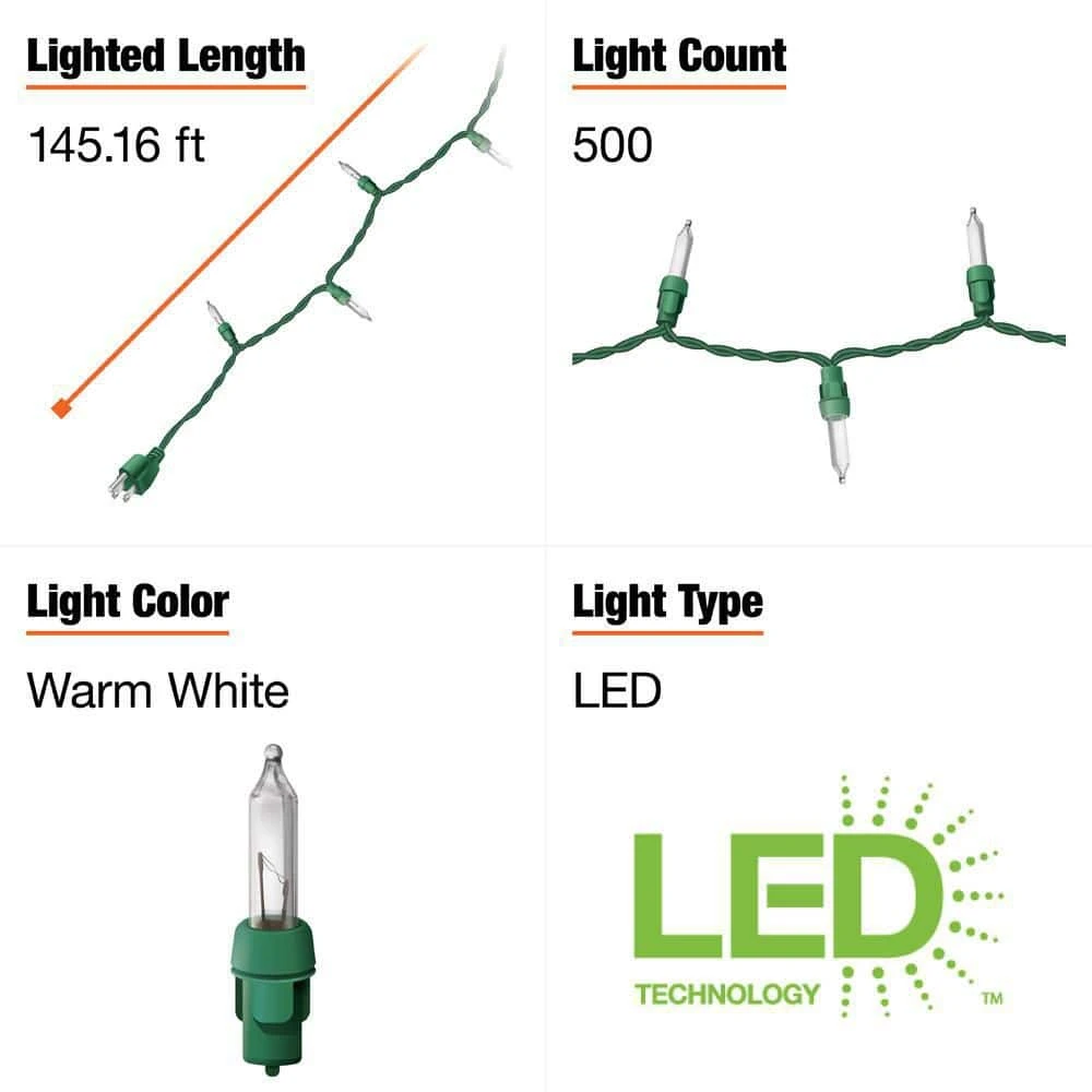 Home Accents Holiday 500L Warm White Mini LED Lights 6 Home Accents Holiday 500L Warm White Mini LED Lights - Image 4