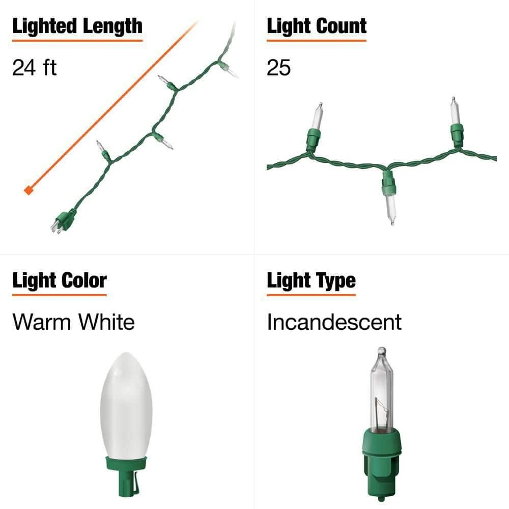 Home Accents Holiday 25L Clear Incandescent C9 Lights 6 Home Accents Holiday 25L Clear Incandescent C9 Lights - Image 4