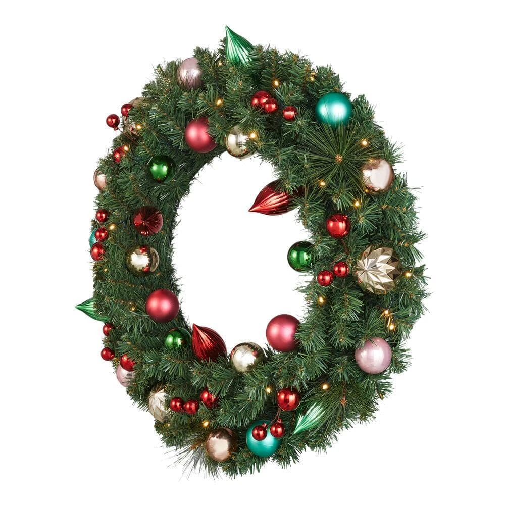 Home Accents Holiday 30 in. Festive Nutcracker Battery Operated Pine LED Pre-Lit Artificial Christmas Wreath with Timer 5 Home Accents Holiday 30 in. Festive Nutcracker Battery Operated Pine LED Pre-Lit Artificial Christmas Wreath with Timer - Image 3