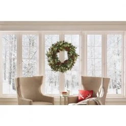 Home Accents Holiday 36 in. Woodmoore Battery Operated Mixed Pine LED Pre-Lit Artificial Christmas Wreath with Timer -HOME ACCENTS HOLIDAY Shop home accents holiday christmas wreaths chzh3811602th6 a0 1000 1
