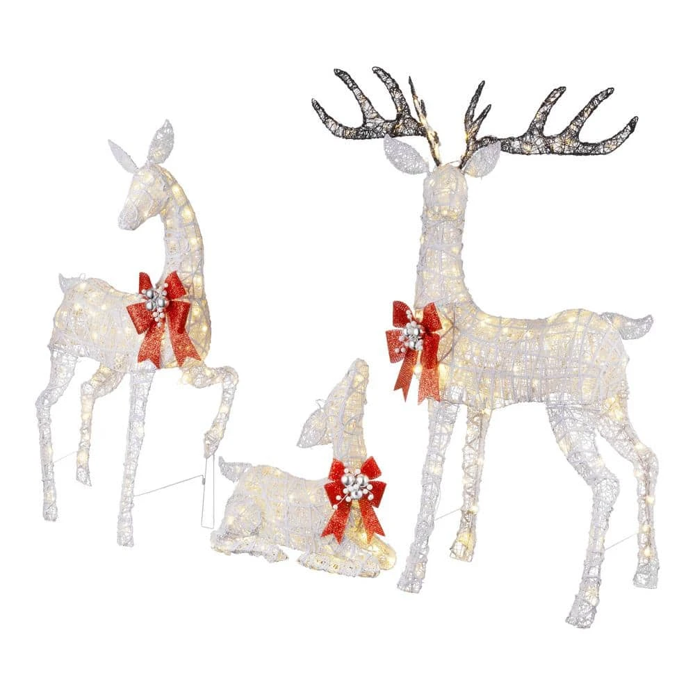 Home Accents Holiday Set Of 3 Warm White LED Deer Family Holiday Yard Decoration 5 Home Accents Holiday Set Of 3 Warm White LED Deer Family Holiday Yard Decoration - Image 3
