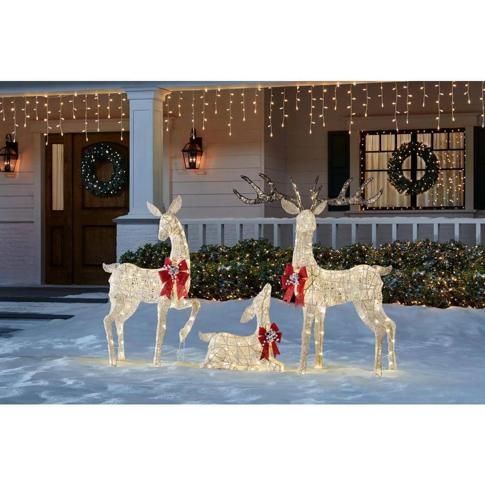 Home Accents Holiday Set Of 3 Warm White LED Deer Family Holiday Yard Decoration 4 Home Accents Holiday Set Of 3 Warm White LED Deer Family Holiday Yard Decoration - Image 2