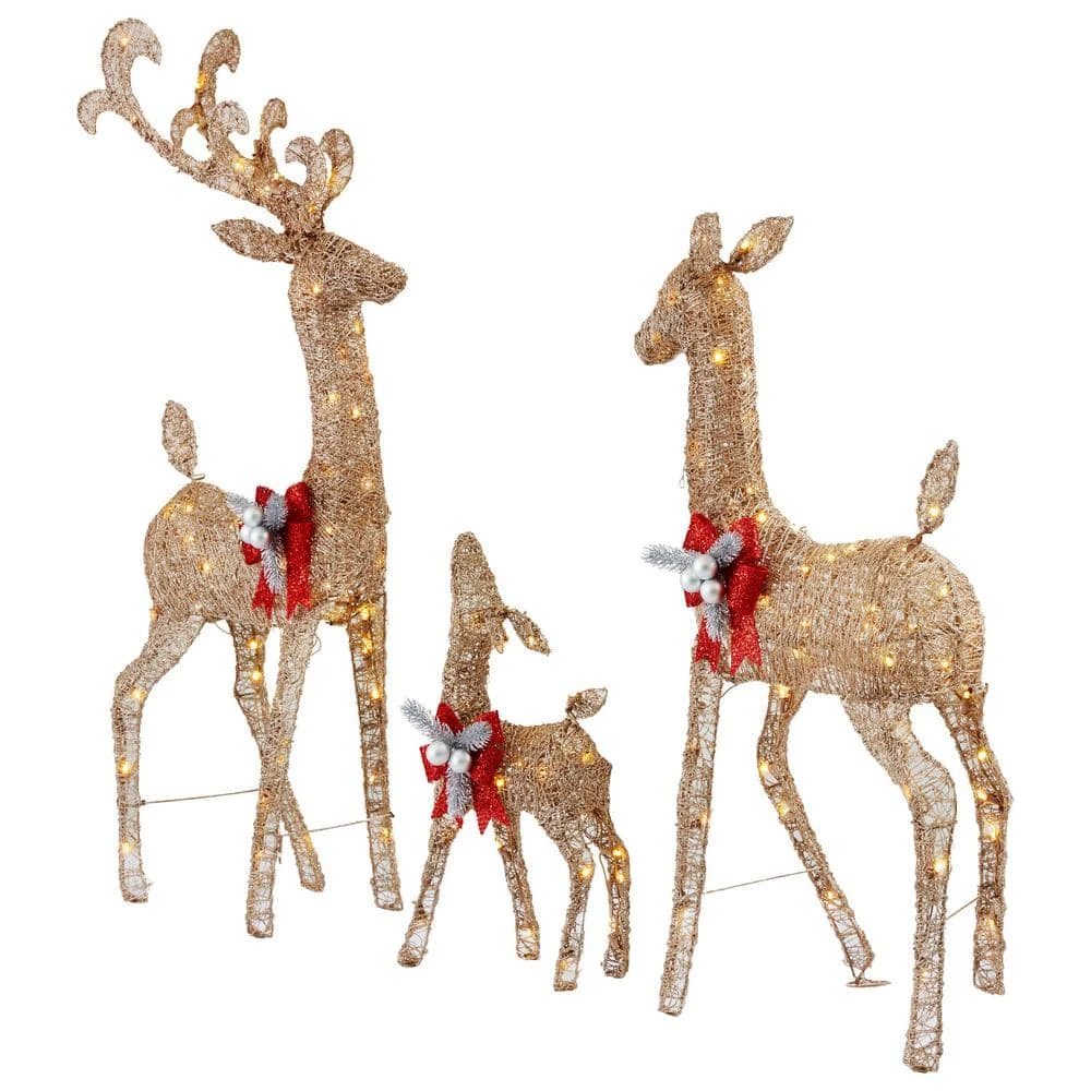 Home Accents Holiday 3-Piece Warm White LED Gold Deer Family Holiday Yard Decoration 5 Home Accents Holiday 3-Piece Warm White LED Gold Deer Family Holiday Yard Decoration - Image 3