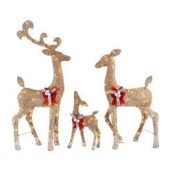 Home Accents Holiday 3-Piece Warm White LED Gold Deer Family Holiday Yard Decoration
