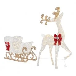 Home Accents Holiday 5 ft Warm White LED Reindeer with Sleigh Holiday Yard Decoration -HOME ACCENTS HOLIDAY Shop home accents holiday christmas yard decorations 22rt1182211 40 1000