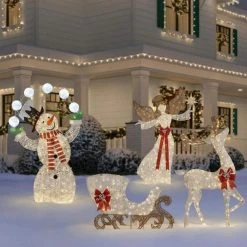 Home Accents Holiday 5 ft Warm White LED Reindeer with Sleigh Holiday Yard Decoration -HOME ACCENTS HOLIDAY Shop home accents holiday christmas yard decorations 22rt1182211 77 1000