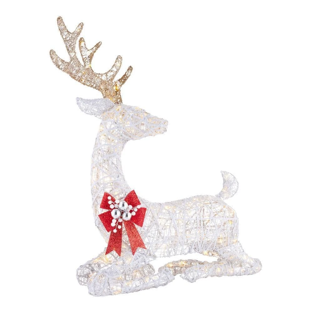 Home Accents Holiday 3.5 ft Warm White LED Laying Buck Gold Bow Holiday Yard Decoration 5 Home Accents Holiday 3.5 ft Warm White LED Laying Buck Gold Bow Holiday Yard Decoration - Image 3