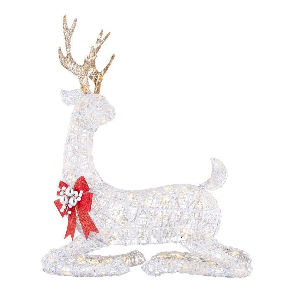 Home Accents Holiday 3.5 ft Warm White LED Laying Buck Gold Bow Holiday Yard Decoration 3 Home Accents Holiday 3.5 ft Warm White LED Laying Buck Gold Bow Holiday Yard Decoration