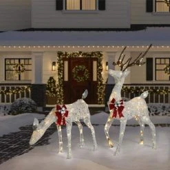 Home Accents Holiday 4.5 ft Warm White LED Buck with Bow Holiday Yard Decoration -HOME ACCENTS HOLIDAY Shop home accents holiday christmas yard decorations 22rt1272211 40 1000