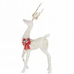 Home Accents Holiday 4.5 ft Warm White LED Buck with Bow Holiday Yard Decoration