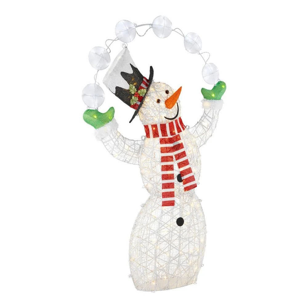 Home Accents Holiday 6 ft Warm White-Cool White LED Juggling Snowman Holiday Yard Decoration 5 Home Accents Holiday 6 ft Warm White-Cool White LED Juggling Snowman Holiday Yard Decoration - Image 3