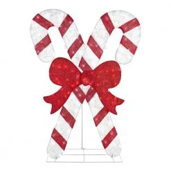 Home Accents Holiday 6 ft Cool White LED Candy Canes with Bow Holiday Yard Decoration