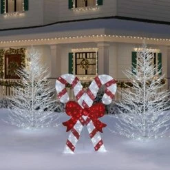 Home Accents Holiday 6 ft Cool White LED Candy Canes with Bow Holiday Yard Decoration -HOME ACCENTS HOLIDAY Shop home accents holiday christmas yard decorations 22rt1412211 66 1000