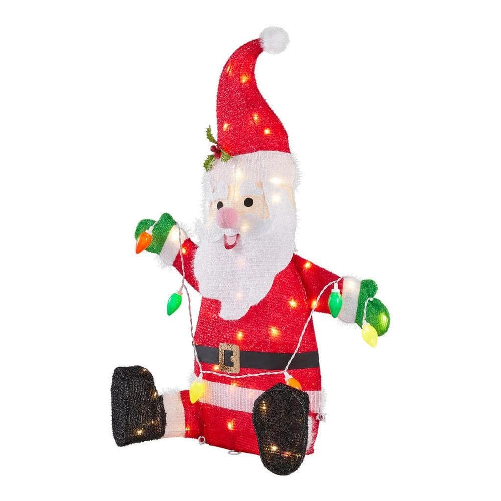 Home Accents Holiday 3 ft Warm White LED Santa with Lights Holiday Yard Decoration 5 Home Accents Holiday 3 ft Warm White LED Santa with Lights Holiday Yard Decoration - Image 3