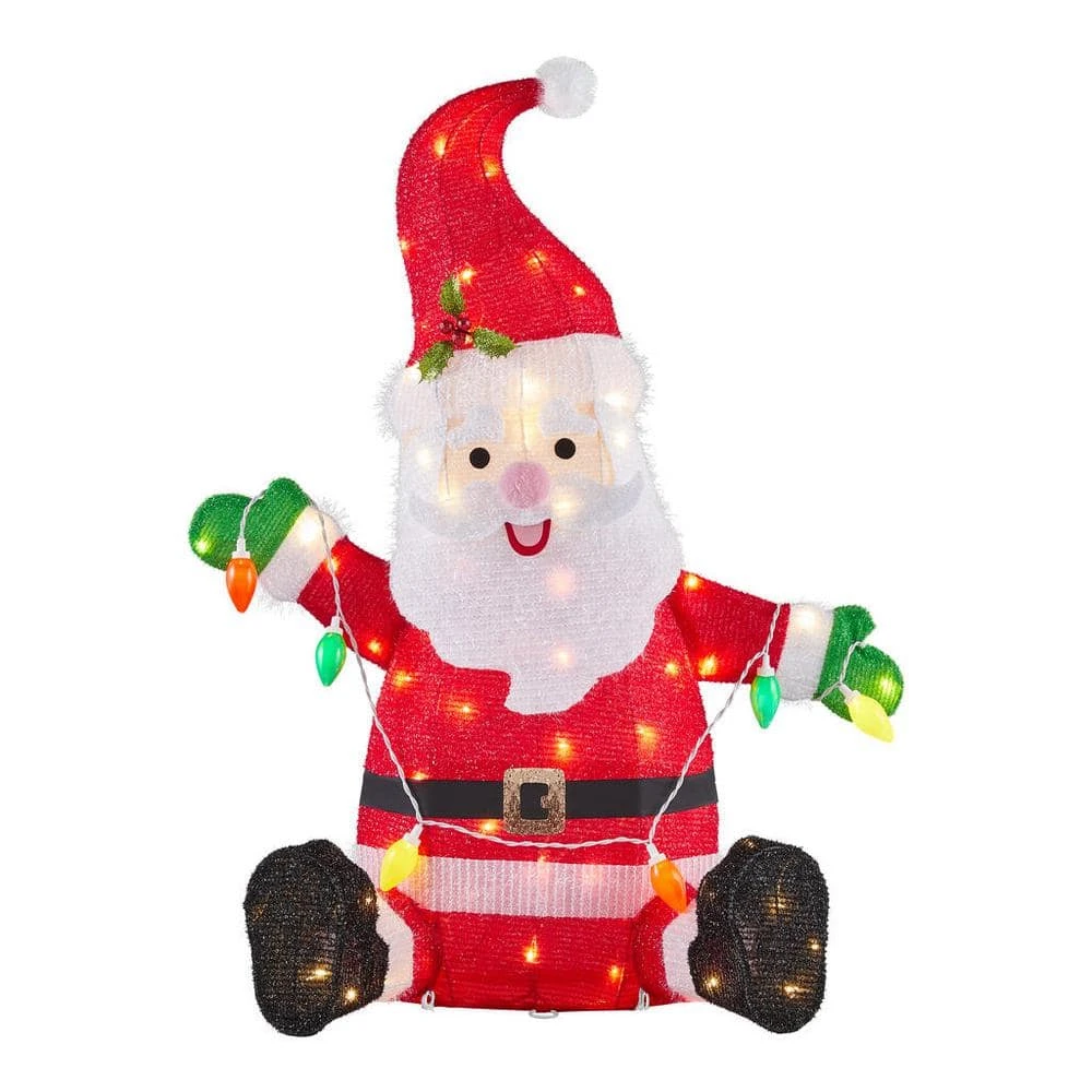 Home Accents Holiday 3 ft Warm White LED Santa with Lights Holiday Yard Decoration 3 Home Accents Holiday 3 ft Warm White LED Santa with Lights Holiday Yard Decoration