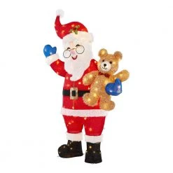 Home Accents Holiday 5 ft Warm White LED Santa with Teddy Bear Holiday Yard Decoration -HOME ACCENTS HOLIDAY Shop home accents holiday christmas yard decorations 22rt1942214 40 1000