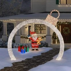 Home Accents Holiday 5 ft Warm White LED Santa with Teddy Bear Holiday Yard Decoration -HOME ACCENTS HOLIDAY Shop home accents holiday christmas yard decorations 22rt1942214 a0 1000