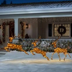 Home Accents Holiday 58 in Warm White LED 2D Set Of 3 Deer Holiday Yard Decoration -HOME ACCENTS HOLIDAY Shop home accents holiday christmas yard decorations 22rt2092214 e1 1000