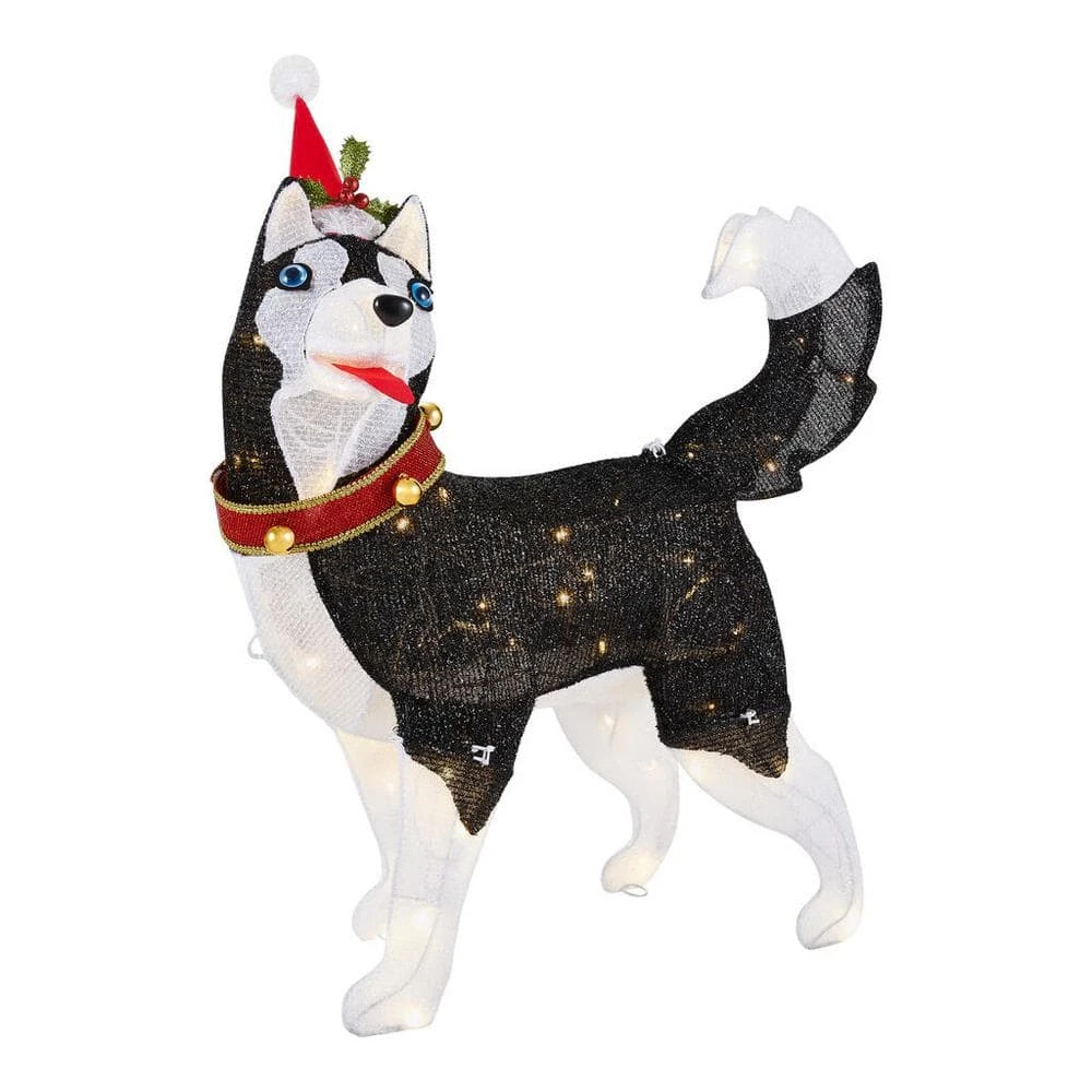 Home Accents Holiday 2.5 ft Warm White LED Husky with Hat Holiday Yard Decoration 3 Home Accents Holiday 2.5 ft Warm White LED Husky with Hat Holiday Yard Decoration