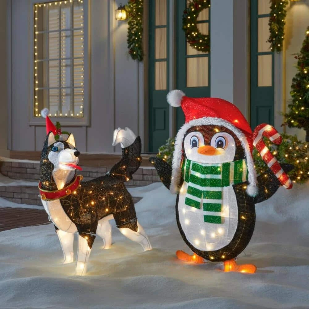 Home Accents Holiday 2.5 ft Warm White LED Husky with Hat Holiday Yard Decoration 8 Home Accents Holiday 2.5 ft Warm White LED Husky with Hat Holiday Yard Decoration - Image 6