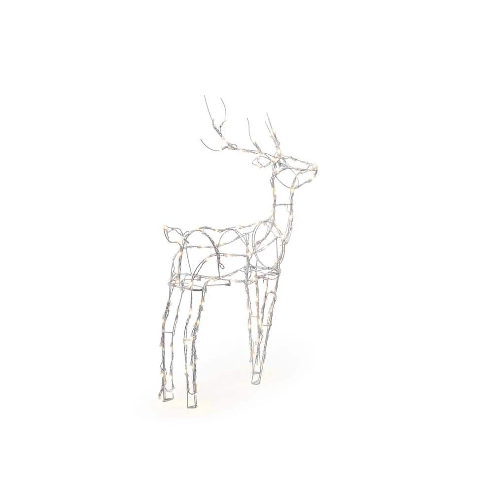 Home Accents Holiday 4 ft Warm White LED White Wire Buck Holiday Yard Decoration 5 Home Accents Holiday 4 ft Warm White LED White Wire Buck Holiday Yard Decoration - Image 3