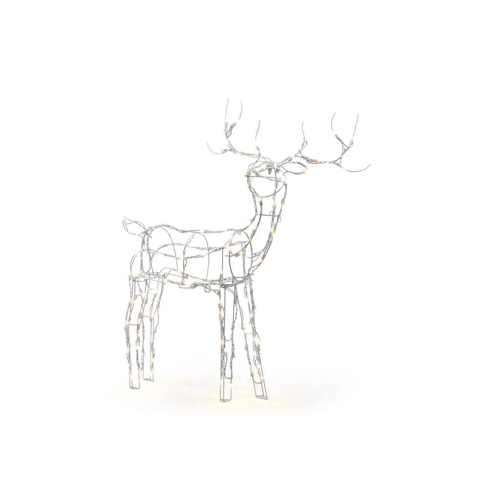 Home Accents Holiday 4 ft Warm White LED White Wire Buck Holiday Yard Decoration 3 Home Accents Holiday 4 ft Warm White LED White Wire Buck Holiday Yard Decoration
