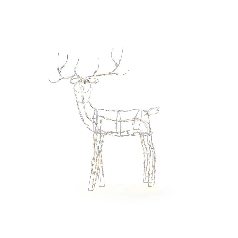 Home Accents Holiday 4 ft Warm White LED White Wire Buck Holiday Yard Decoration 6 Home Accents Holiday 4 ft Warm White LED White Wire Buck Holiday Yard Decoration - Image 4