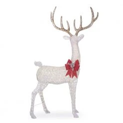 Home Accents Holiday 8.5 ft Warm White LED Giant Buck with Bow Holiday Yard Decoration