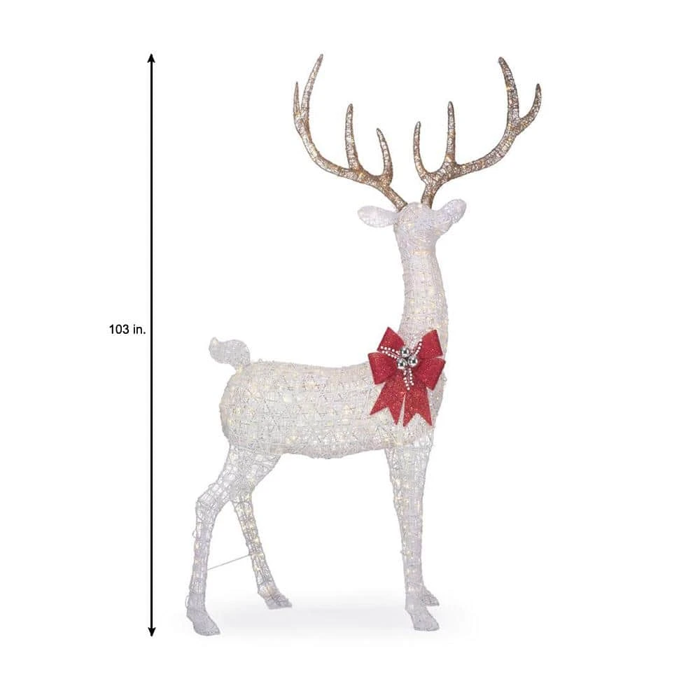 Home Accents Holiday 8.5 ft Warm White LED Giant Buck with Bow Holiday Yard Decoration 10 Home Accents Holiday 8.5 ft Warm White LED Giant Buck with Bow Holiday Yard Decoration - Image 8