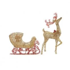Home Accents Holiday 5 ft Gold Reindeer with 44 in Sleigh Holiday Yard Decoration -HOME ACCENTS HOLIDAY Shop home accents holiday christmas yard decorations ty374 375 1411 40 1000
