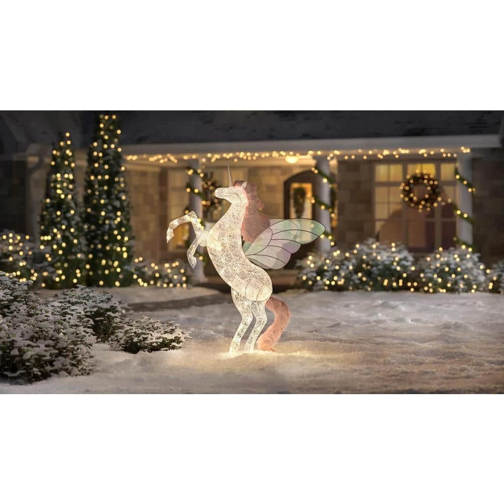 Home Accents Holiday 6 ft Cool White LED Unicorn with Wings Holiday Yard Decoration 4 Home Accents Holiday 6 ft Cool White LED Unicorn with Wings Holiday Yard Decoration - Image 2