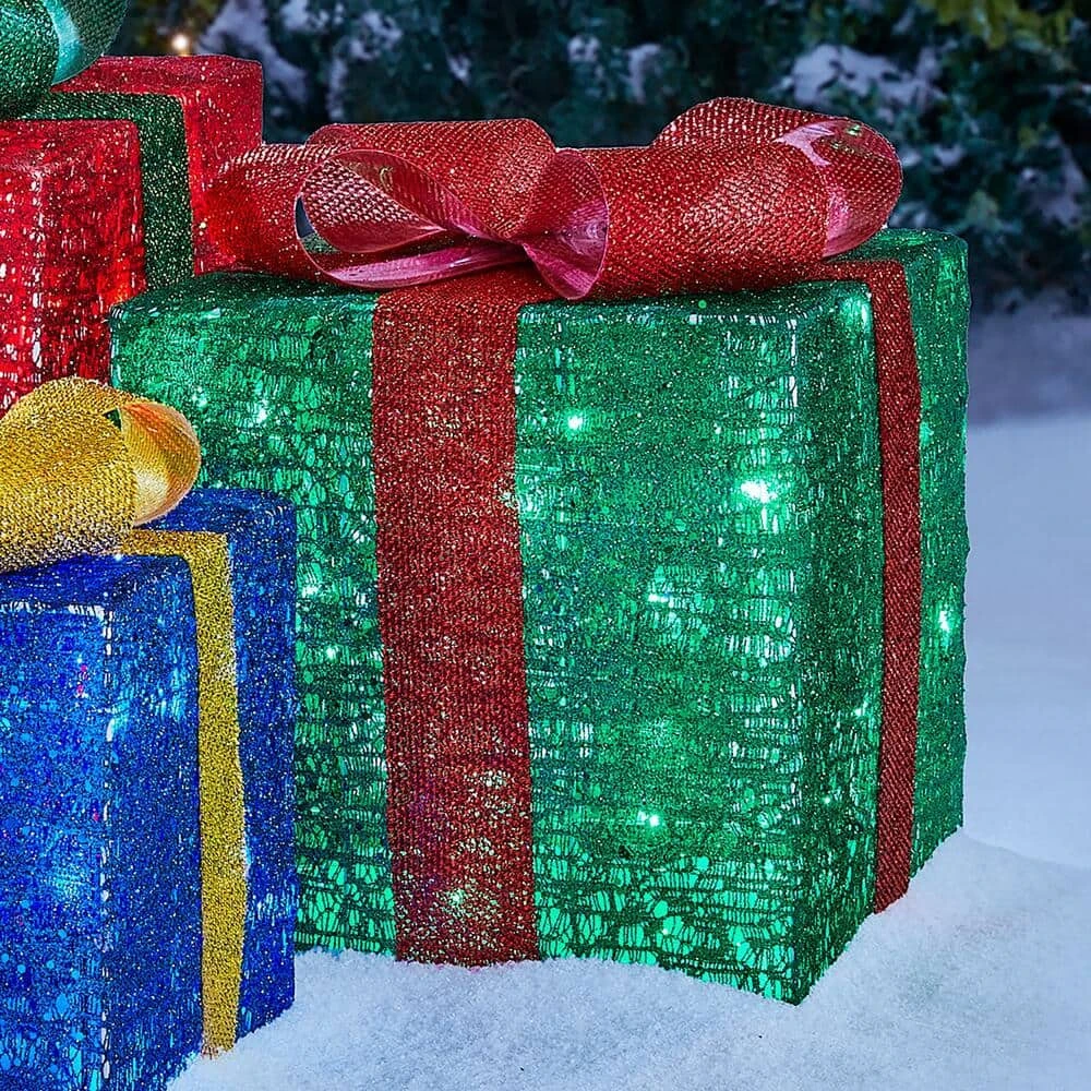 Home Accents Holiday 3-Piece Warm White LED Gift Boxes Holiday Yard Decoration 8 Home Accents Holiday 3-Piece Warm White LED Gift Boxes Holiday Yard Decoration - Image 6