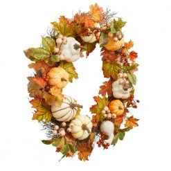 Home Accents Holiday 30 in Mixed Pumpkins Fall Harvest Wreath -HOME ACCENTS HOLIDAY Shop home accents holiday fall wreaths 21ge10013 40 1000