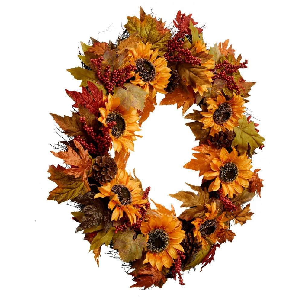 Home Accents Holiday 30 in Sunflower and Berry Fall Harvest Wreath 5 Home Accents Holiday 30 in Sunflower and Berry Fall Harvest Wreath - Image 3