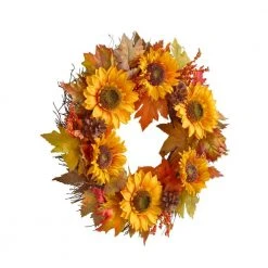 Home Accents Holiday 22 in Unlit Artificial Sunflower and Pinecone Harvest Fall Wreath -HOME ACCENTS HOLIDAY Shop home accents holiday fall wreaths 2528560hd 40 1000