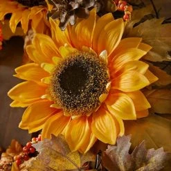 Home Accents Holiday 22 in Unlit Artificial Sunflower and Pinecone Harvest Fall Wreath -HOME ACCENTS HOLIDAY Shop home accents holiday fall wreaths 2528560hd a0 1000