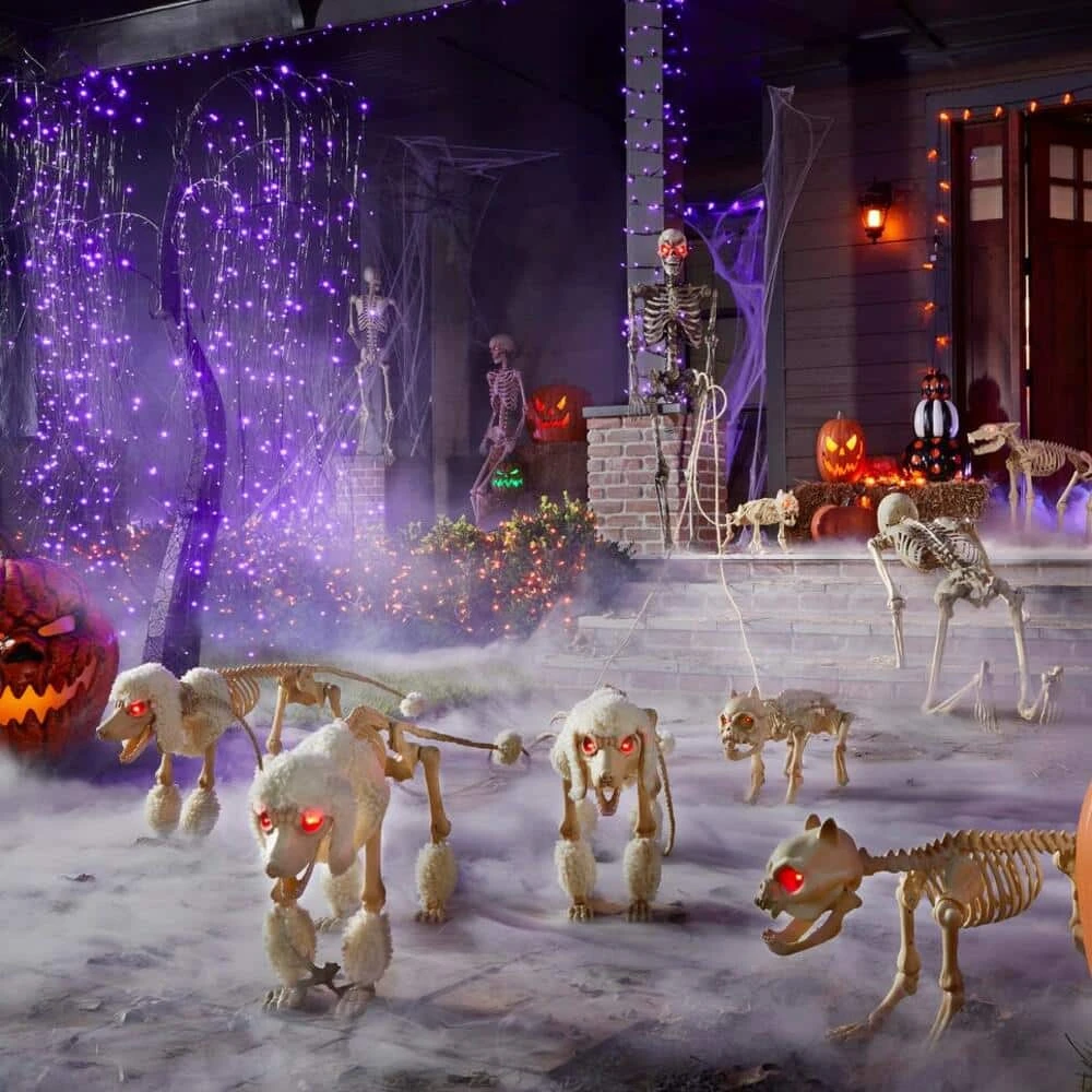 Home Accents Holiday 17 in. Animated Skeleton Poodle with LED Eyes 8 Home Accents Holiday 17 in. Animated Skeleton Poodle with LED Eyes - Image 6