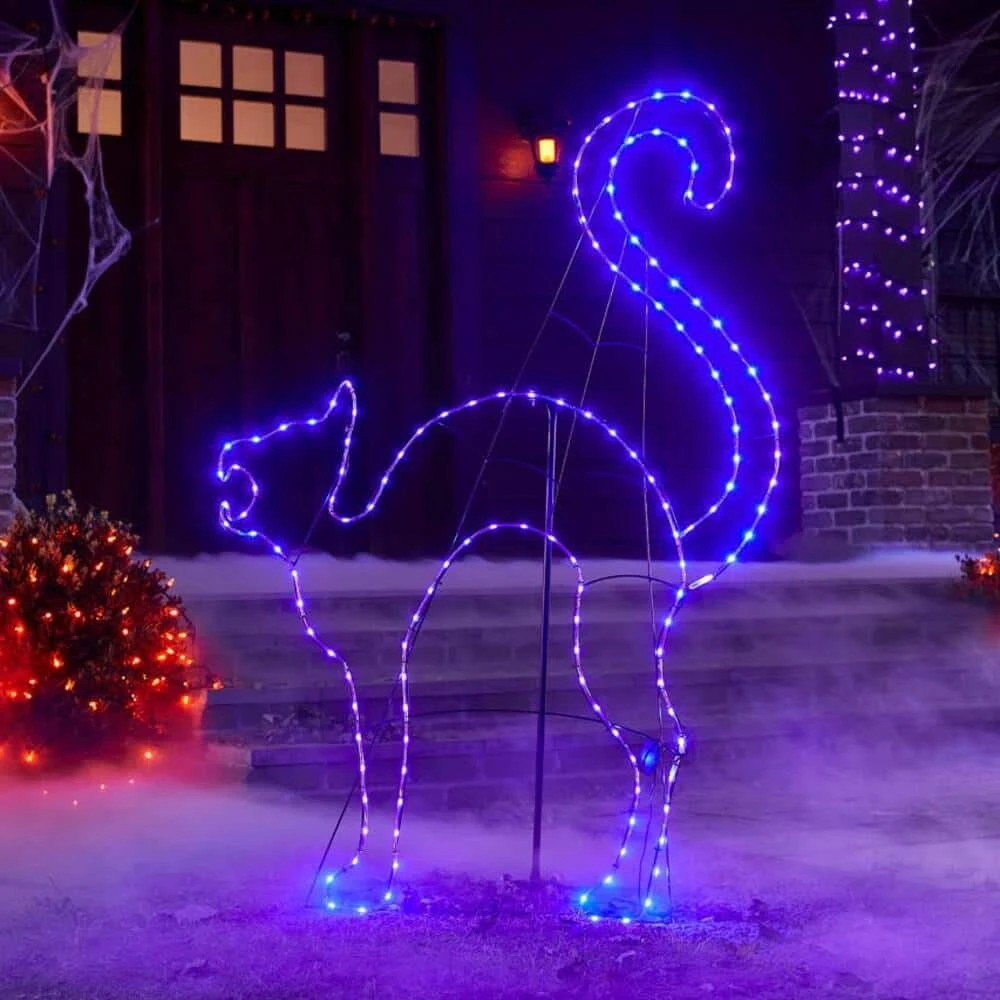 Home Accents Holiday 4.5 ft LED Purple Cat Silhouette Halloween Yard Decoration 4 Home Accents Holiday 4.5 ft LED Purple Cat Silhouette Halloween Yard Decoration - Image 2
