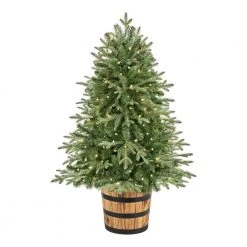 Home Accents Holiday 4 ft Fraser Fir Whiskey Barrel Potted