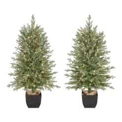 Home Accents Holiday 4 ft Potted Christmas Tree 2-Pack